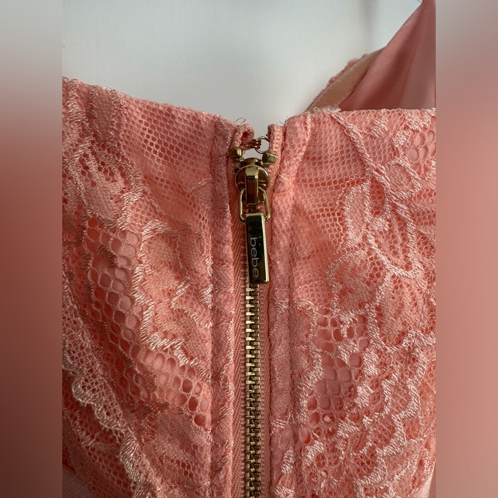 Bebe, Salmon Strapless Cocktail Dress, No Tag for Size but guessing Women’s 6-8 - Picture 6 of 6